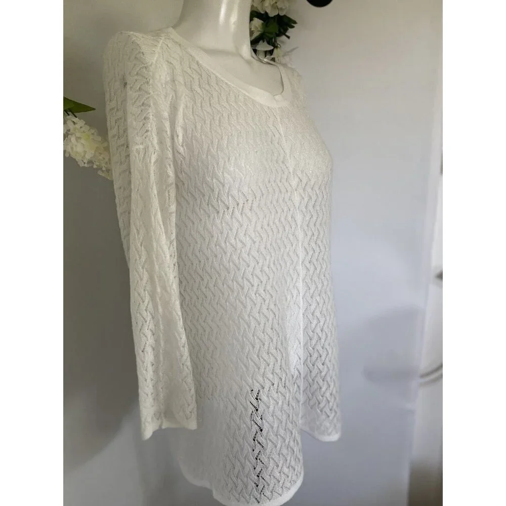New With Tags Andrea Jovine White Lightweight Tunic Sweater Long Sleeves‎ Sz XL - Picture 12 of 12